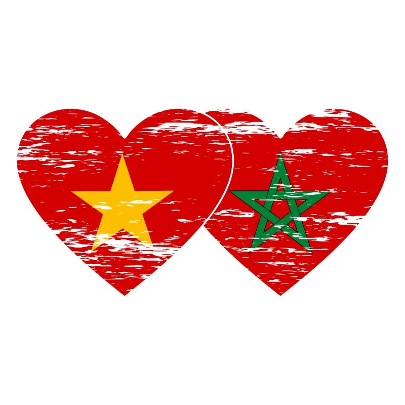 Vietnam Maroc drapeau coeur utilisé
