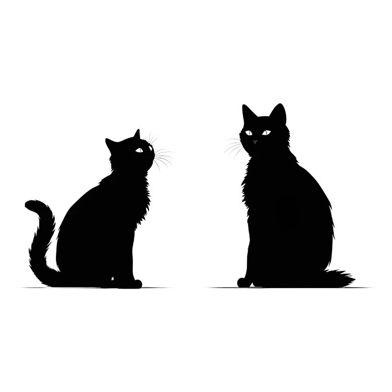Silhouette noire de deux chats.