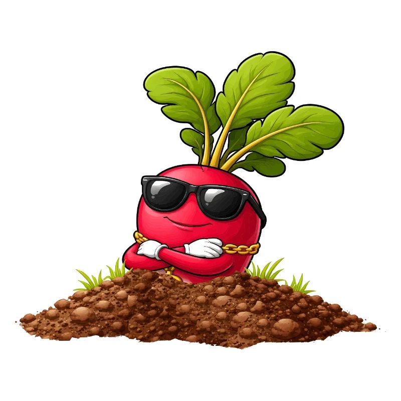 Cooles Radieschen mit Sonnenbrille und Kette 