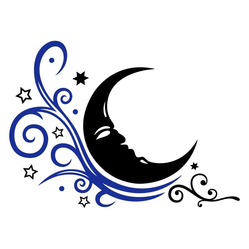 Mystical moon with stars night symbol