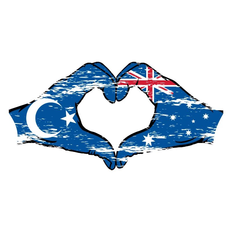Drapeau ouïghour australien en forme de cœur utilisé