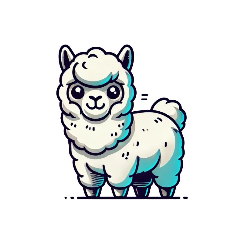 White Llama with Blue Accents