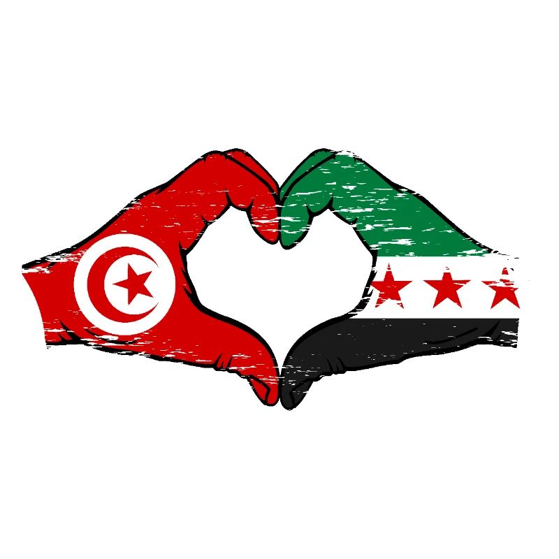 Tunisie Syrie Drapeau Mains Coeur Forme Utilisé
