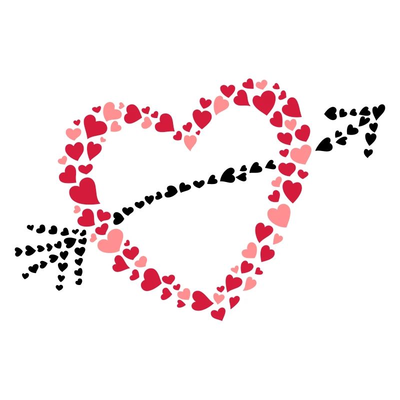 Large heart with arrow from many hearts.