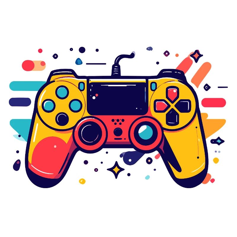Colored Game Controller Gaming Pop Art Motif