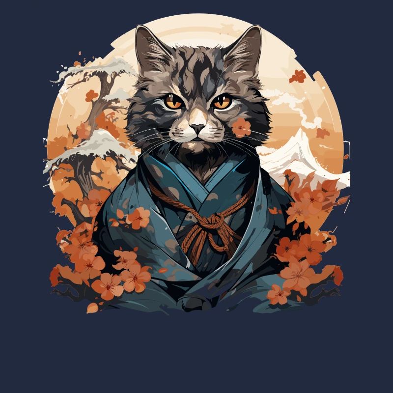 Funny Samurai Cat