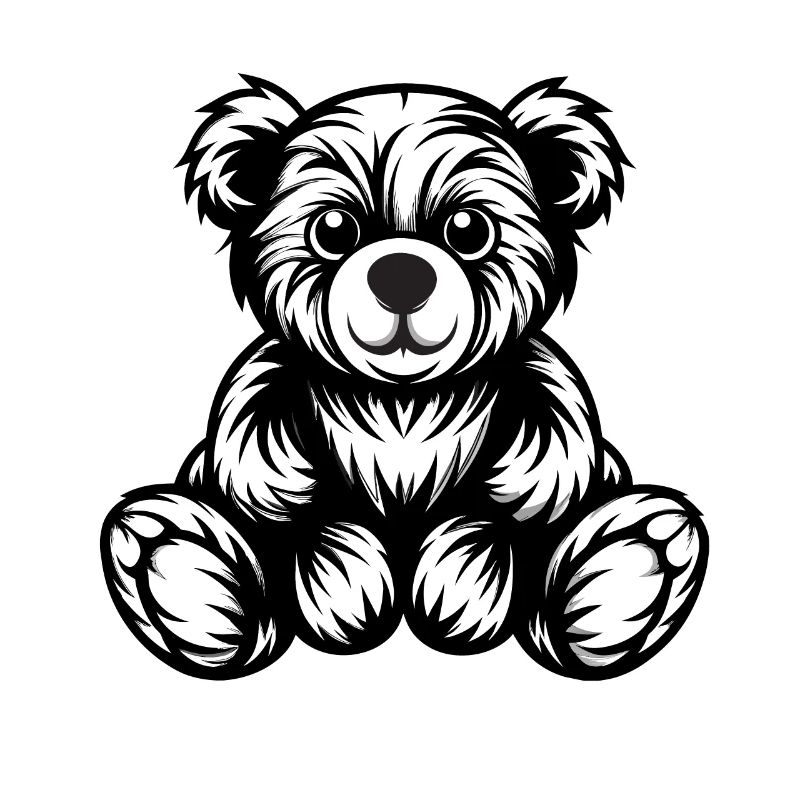 Cute Monochrome Teddy Bear Design