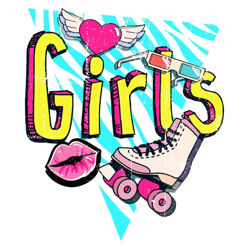 Filles Retro Roller Pop Art