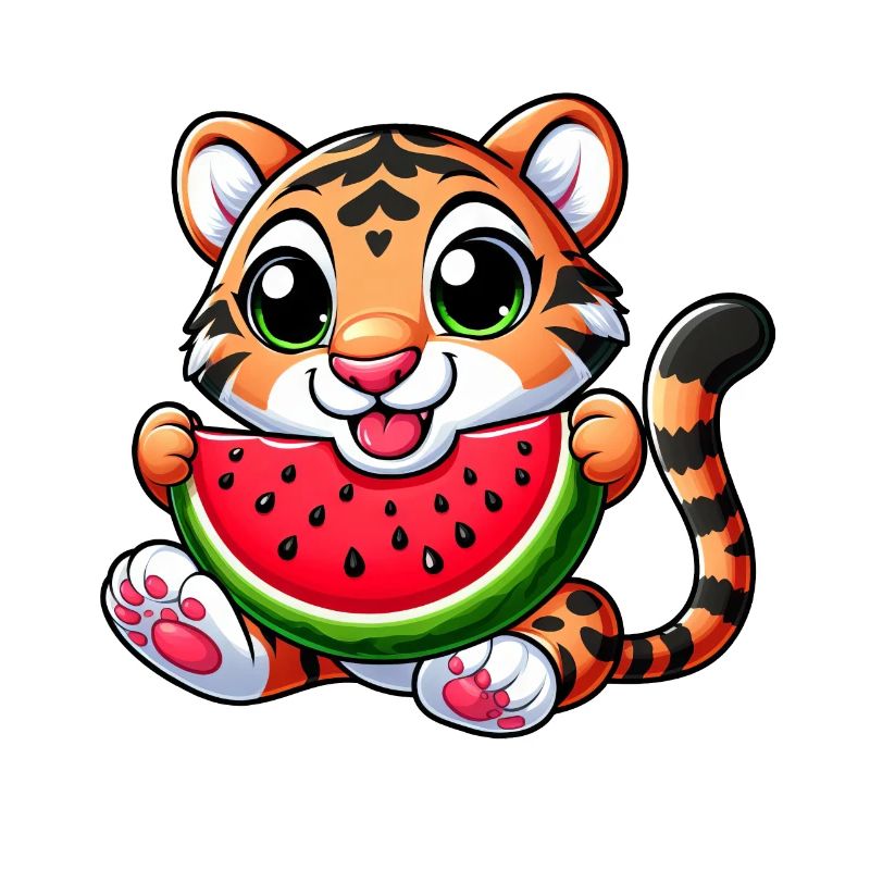 Chat Bengal Avec Pastèque Fruité Drôle