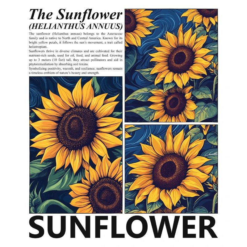 Sunflower Blossoms Summer Botany Nature Gift