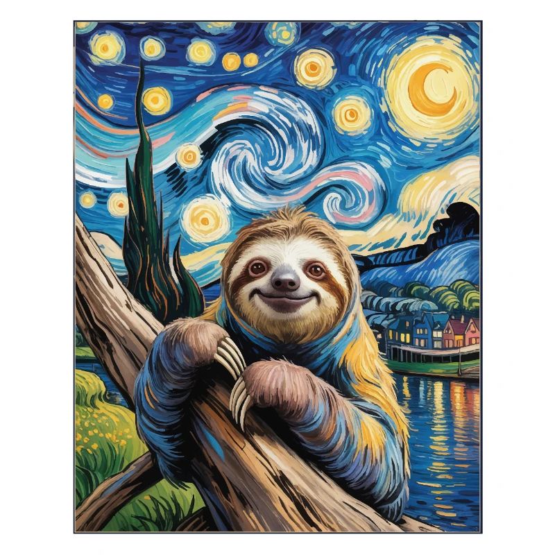 Faultier im Van Gogh Stil – Kunst trifft Chill