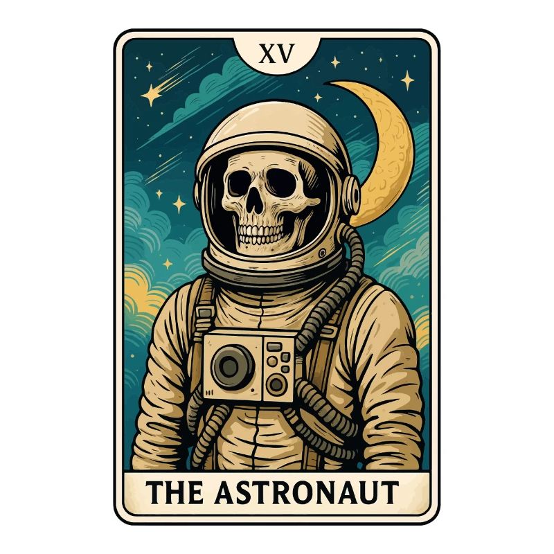 Astronaut with skull and starry sky
