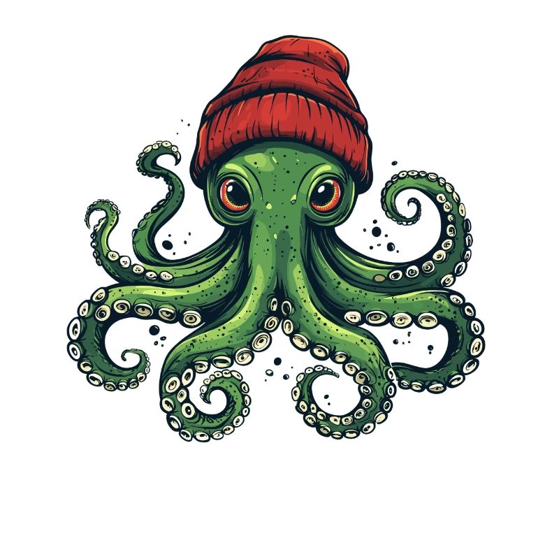 Octopus with red hat