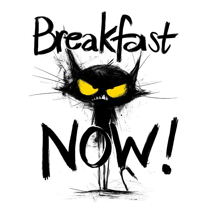 Grim Black Cat – Breakfast NOW!