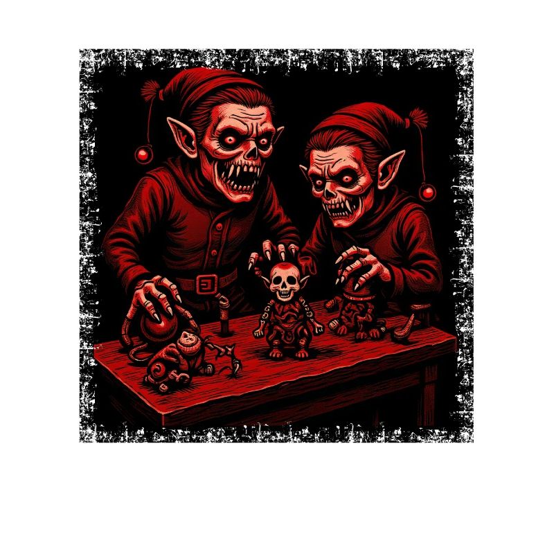Creepy Christmas Zombie Elf Skeleton Horror