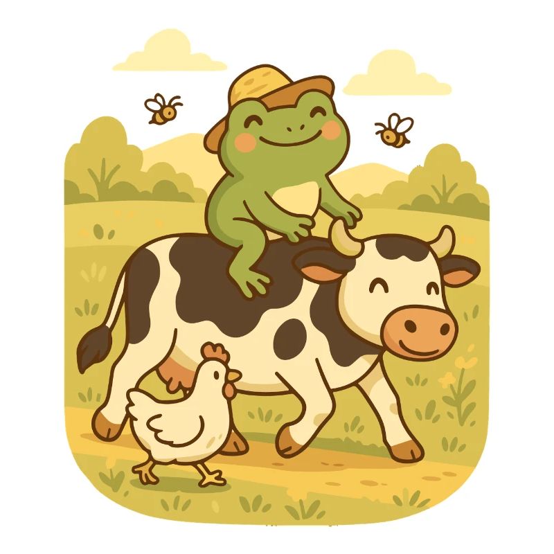 Frosch auf Kuh – Landleben Frogcore