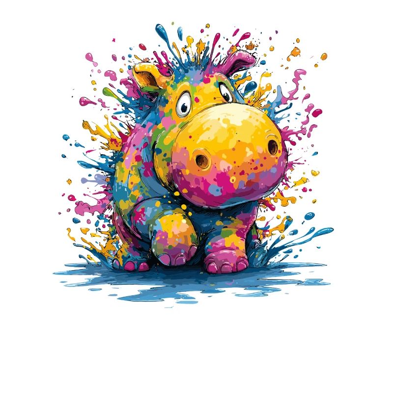 Bunter Tropfenhippo Design
