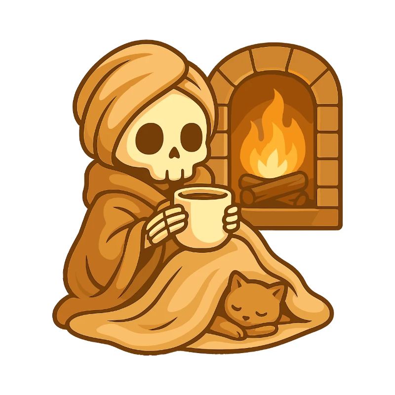 Cozy Fireplace Skeleton – Warm & Relaxed