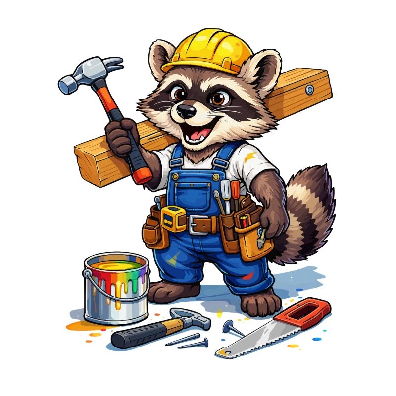 Construction Raccoon in workshop look