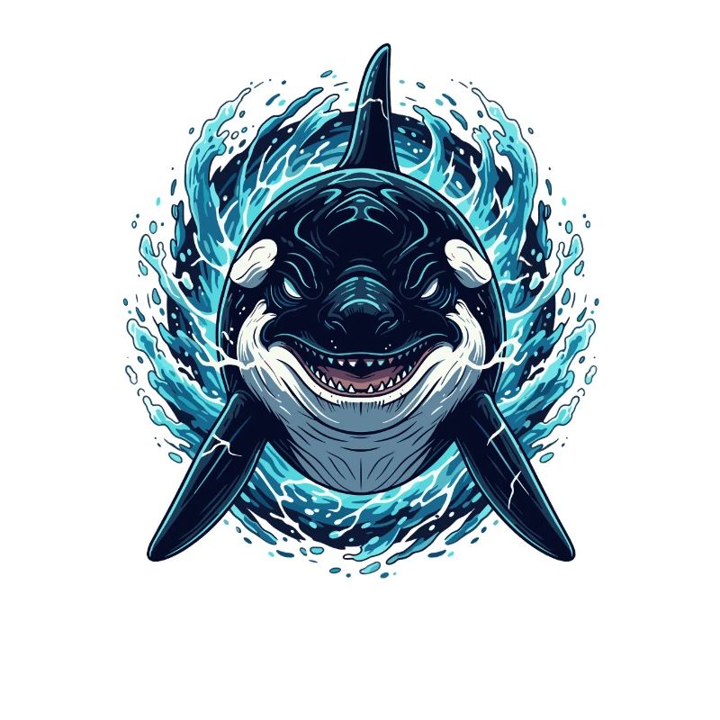 Orca in Lightning – Ocean Orca Illustration