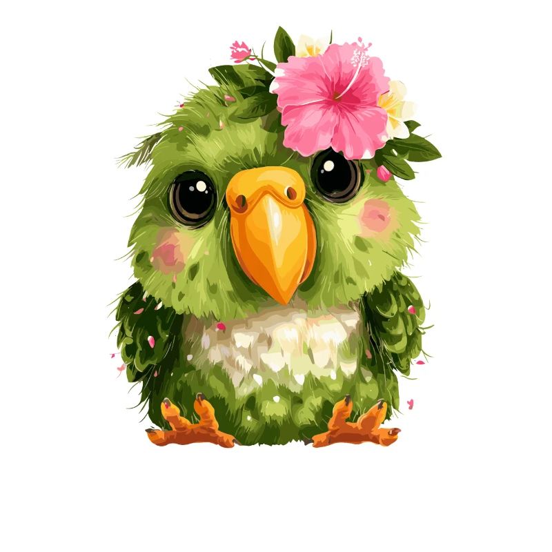 Spring Parrot with Floral Wreath