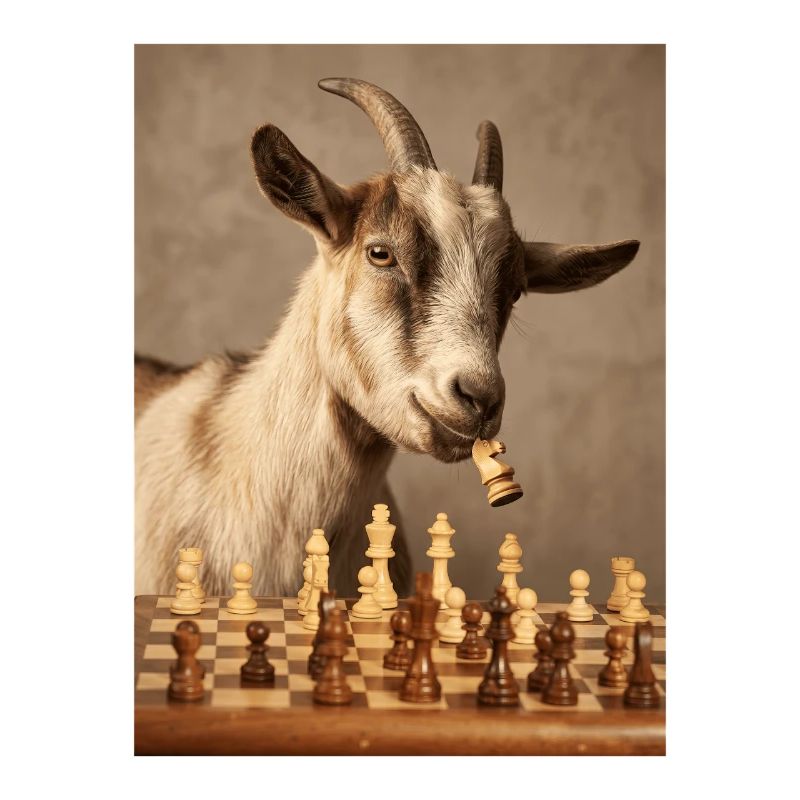 Goat playing chess