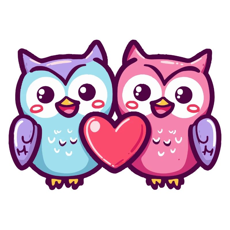 Eule Comic Paar Liebe