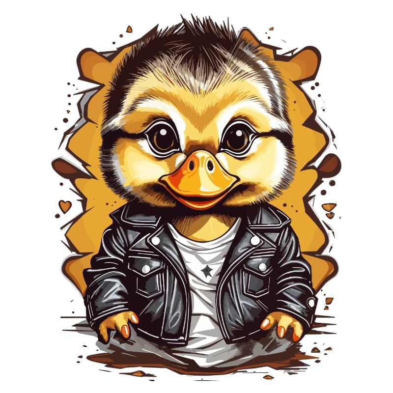 Cute duck with leather jacket