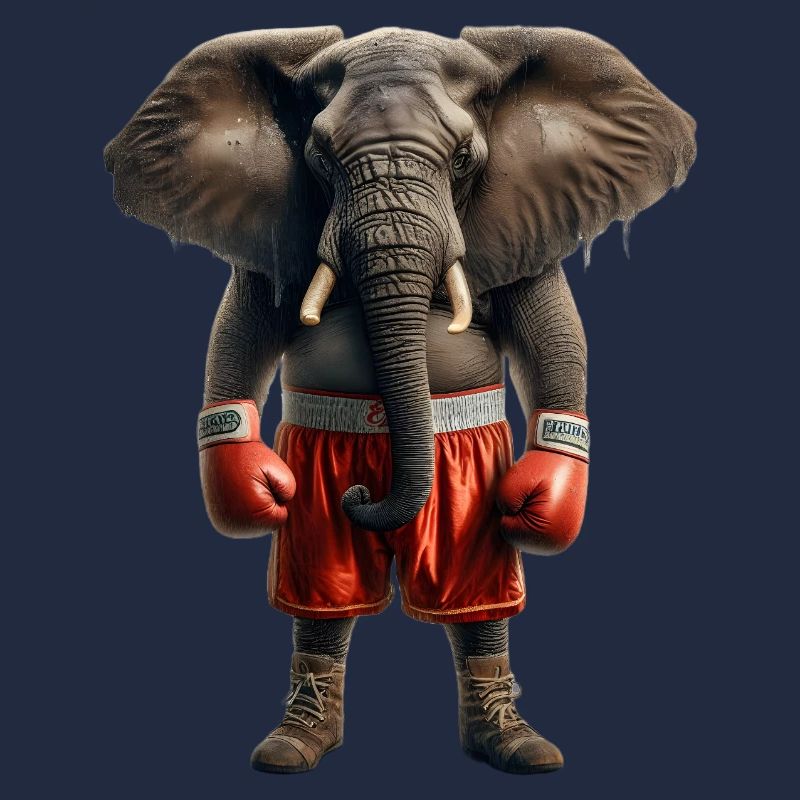 Elefant mit Boxhandschuhen