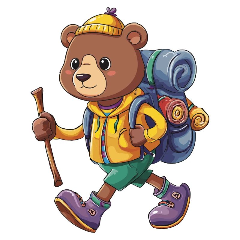 Cute Bear Hiking Camping Adventure Backpacker