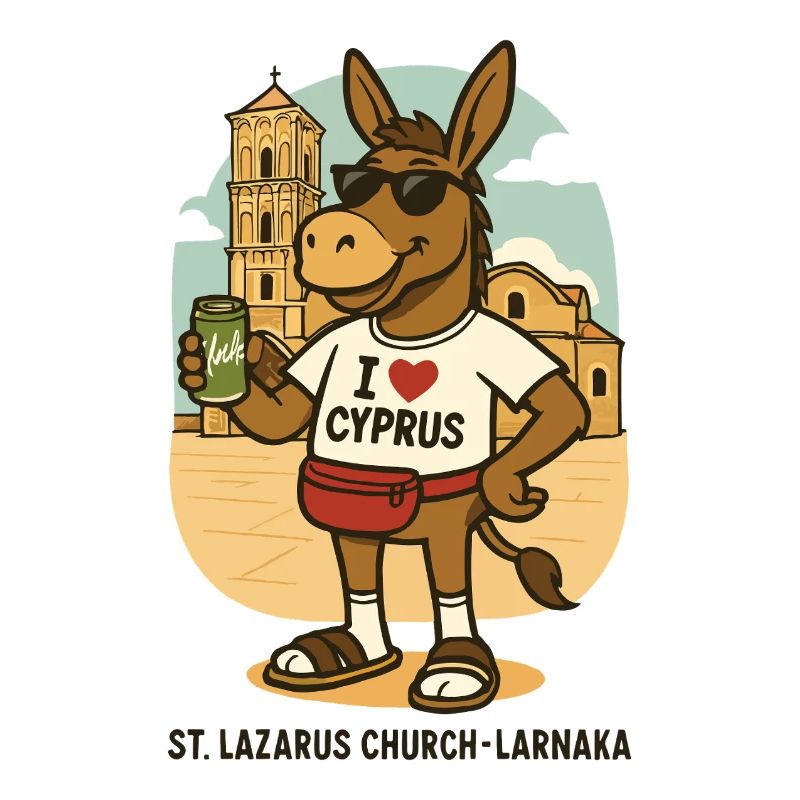 Âne en vacances à Larnaca avec une boisson