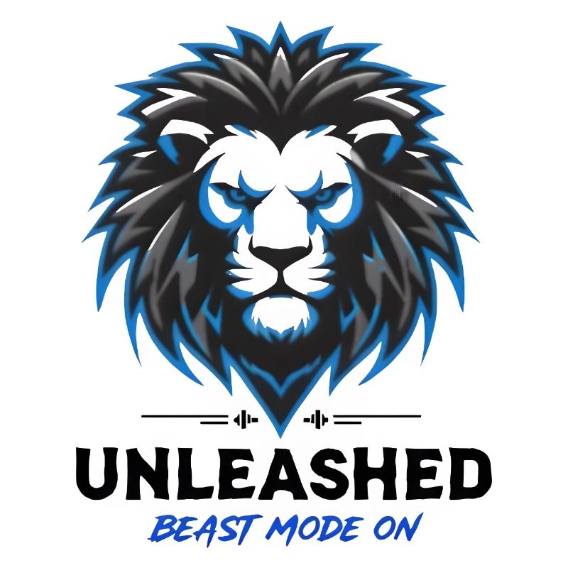 Blue Neon Lion Crest Unleashed