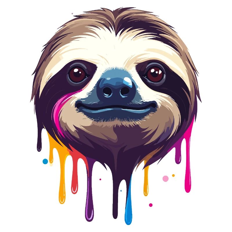 Sloth Neon Color Drop Illustration