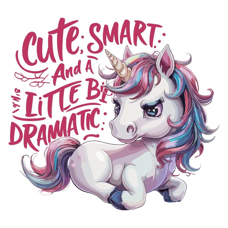 Funny Cute Smart Dramatic Unicorn Einhorn