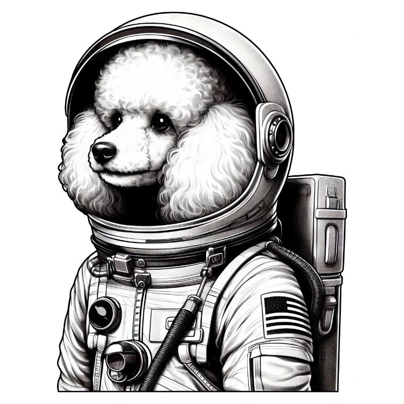 Poodle Astronaut in Space Awe