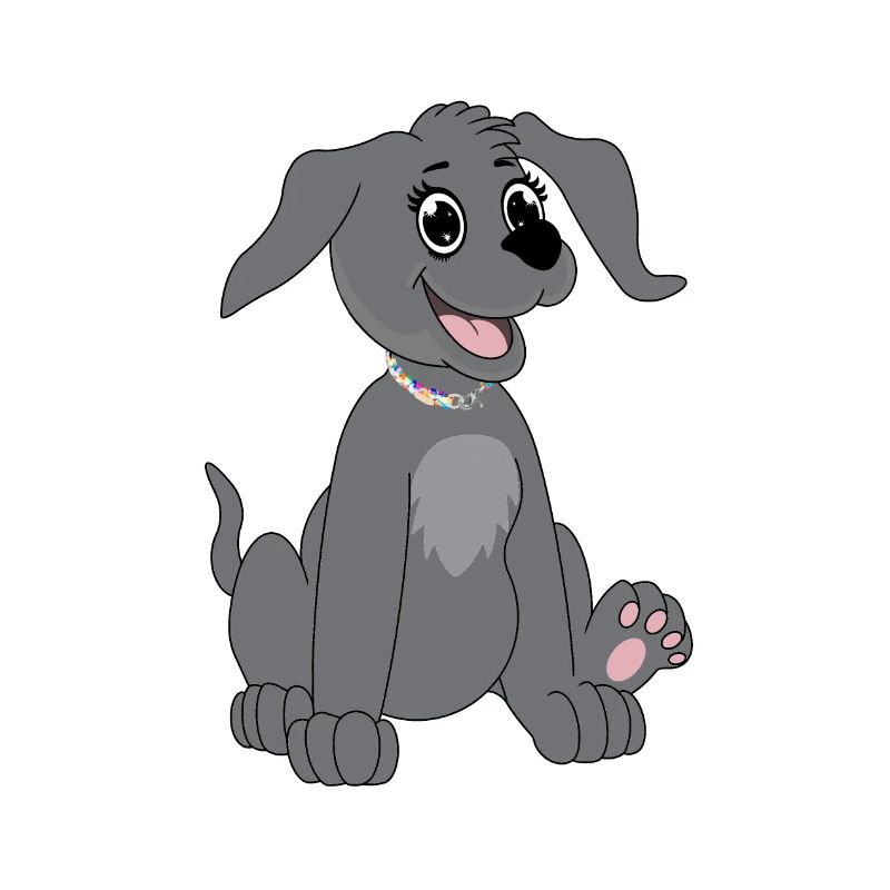 Hund sitzt - grau