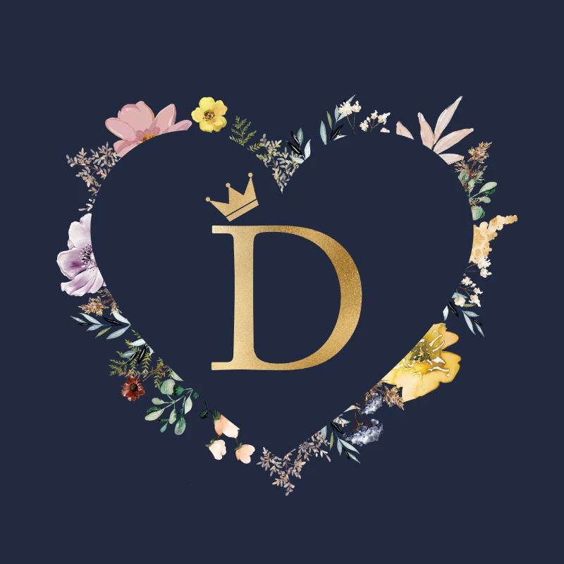 Buchstabe D, Monogramm, Herz, personalisierbar