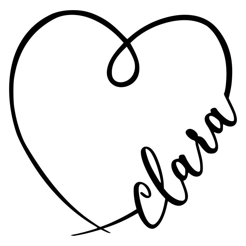 Clara Name Calligraphy Heart