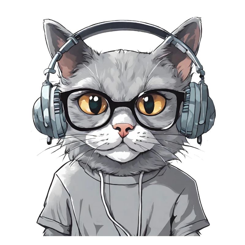 Chat gris developpeur web