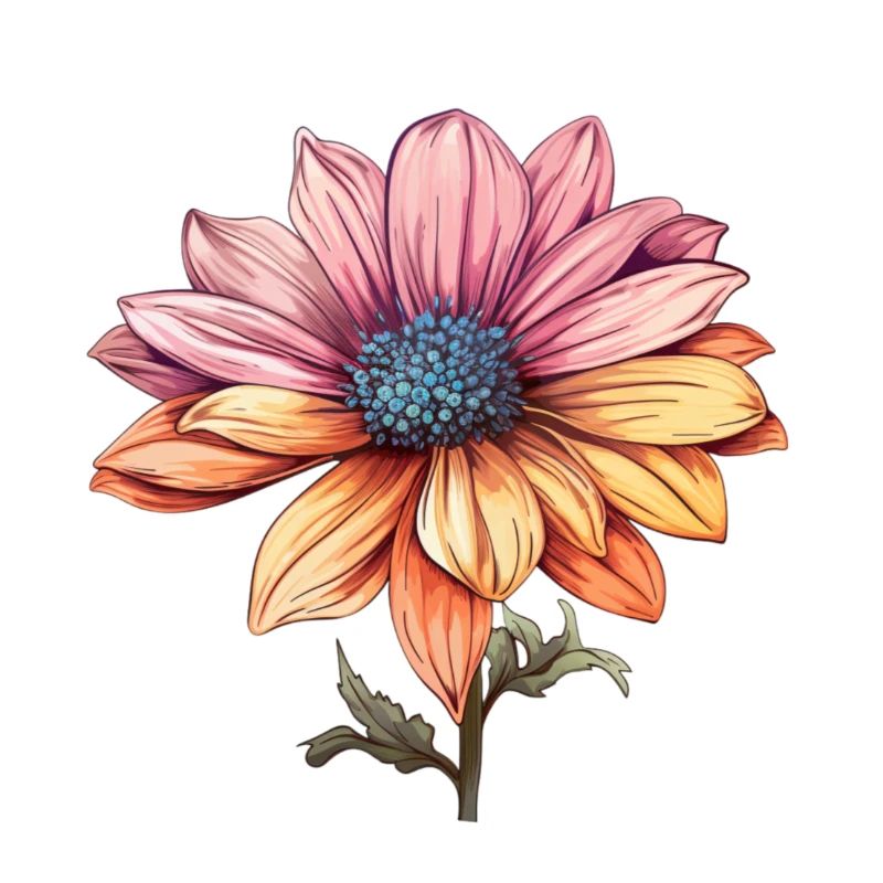 Belle fleur avec un accent rouge et jaune