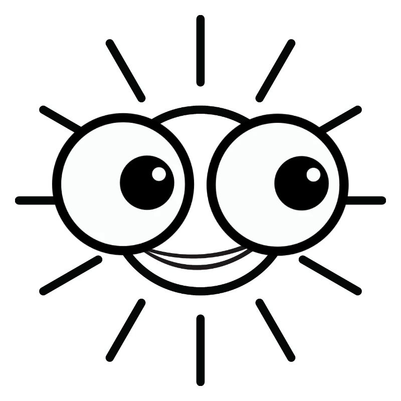 Sun with big eyes makes a smile