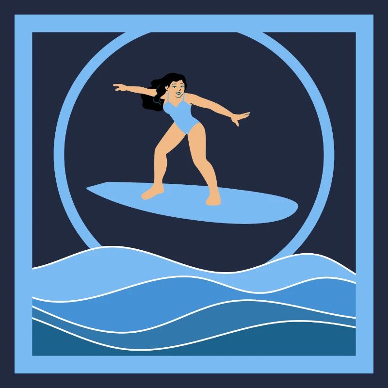Surfeuse brune au dessus des vagues