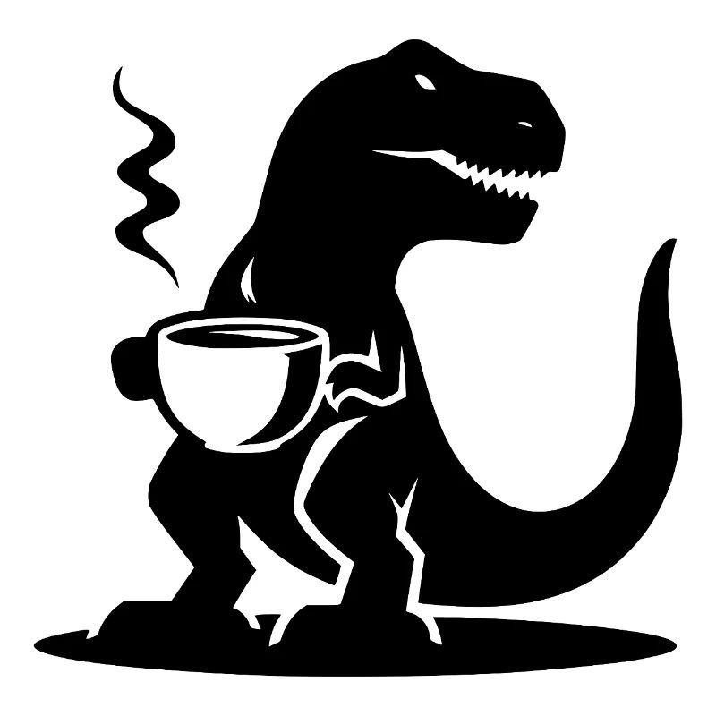 Nasty Caffeine Dinosaur T-Rex with Coffee Cup