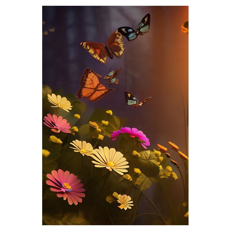 Fleurs et papillon