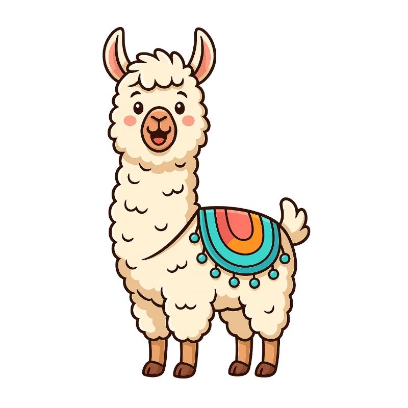 Süßes Lama Motiv Design | Comic Cartoon Style Cute
