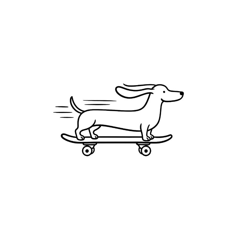 Dackel Dachshund Skateboard Line Art