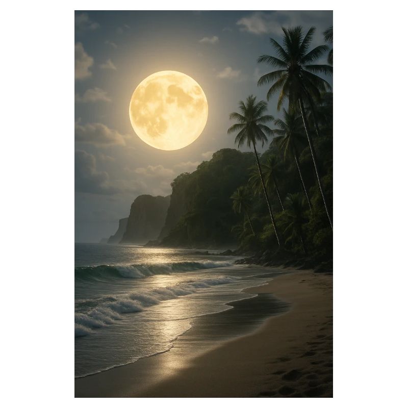 Moonlight over tropical beach