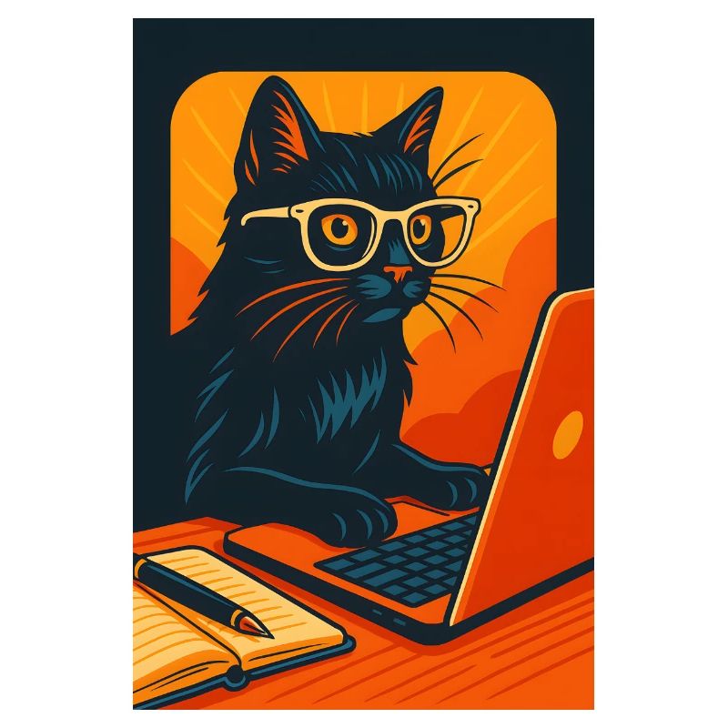 Technisch versierte Katze mit Brille, liebe Katzen