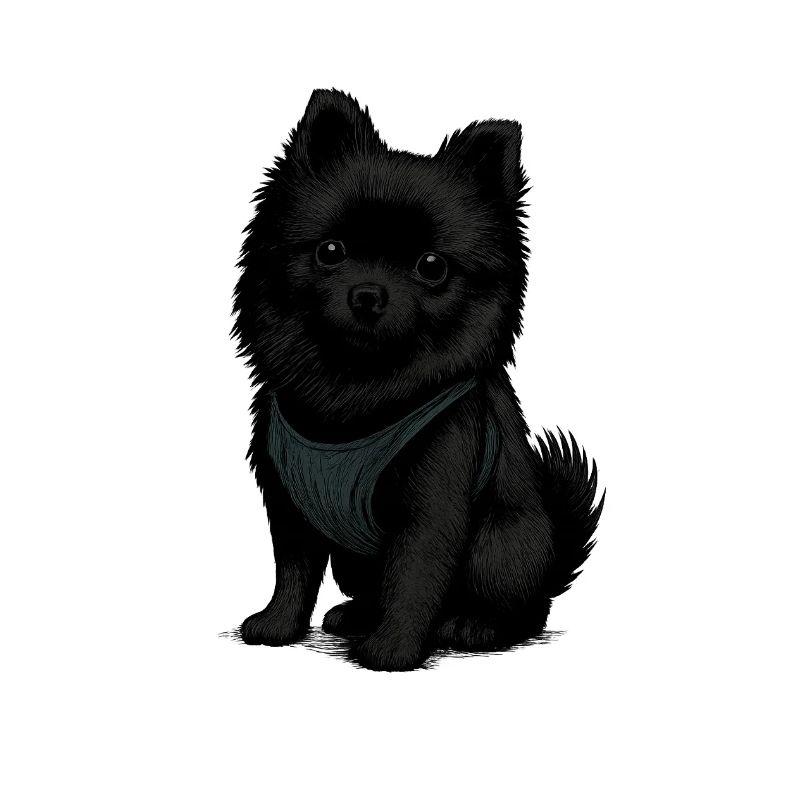 Spitz noir pour chien avec un look sucré
