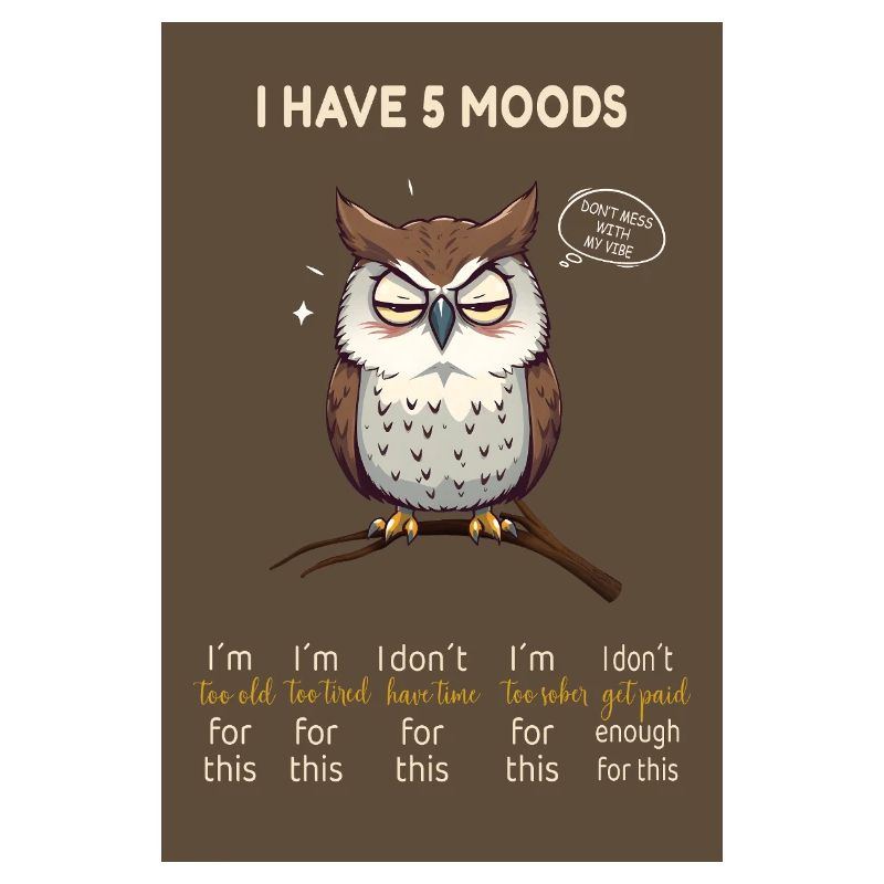 I Have 5 Moods – Lustige Eule mit Spruch